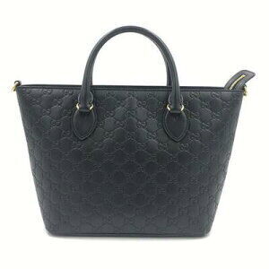 Gucci Shoulder Bag Shier Leather Black